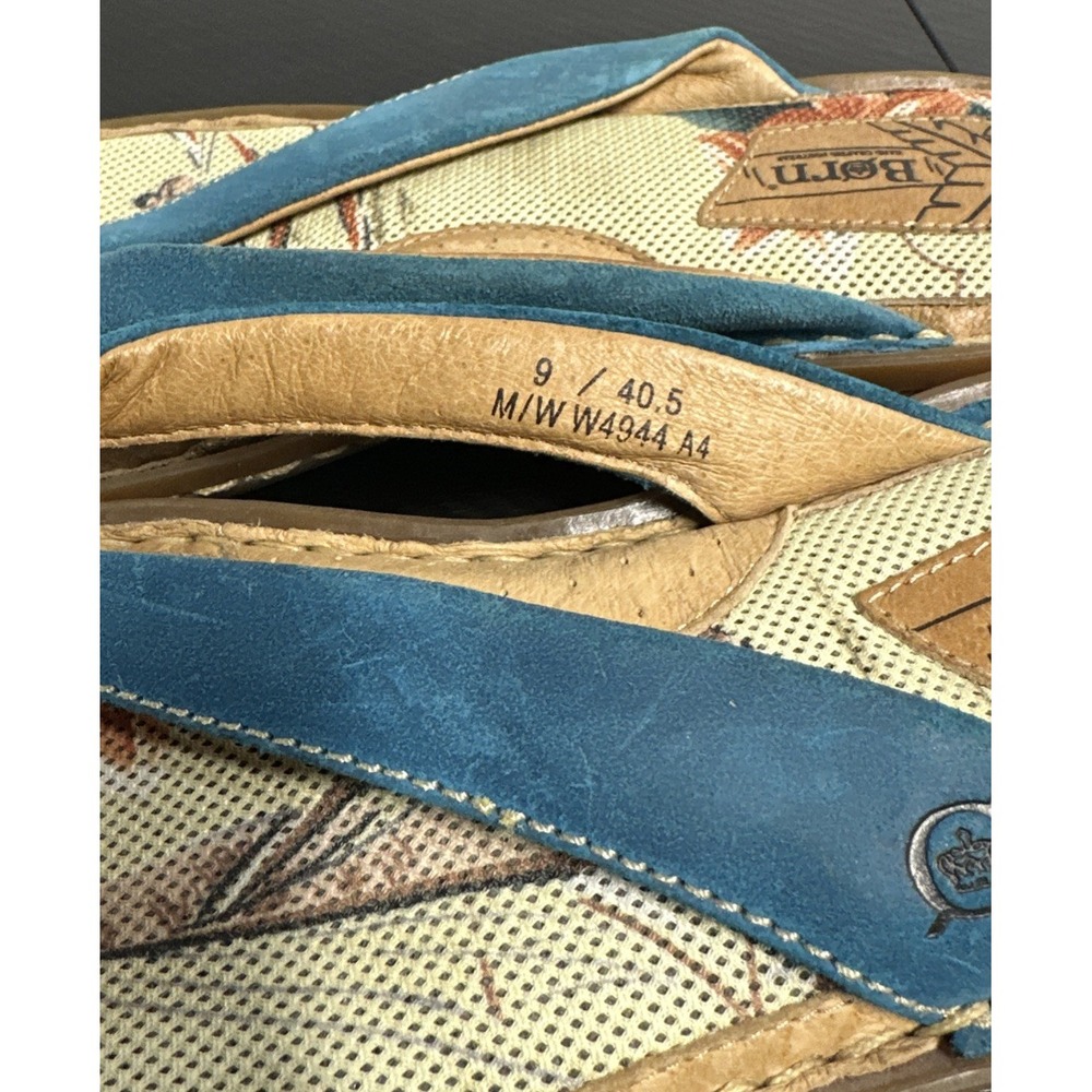 Born Bora Original Palm Tree Turquoise Thong Flip-Flops Women's Sz 9/40.5 EUC - Picture 2 of 6